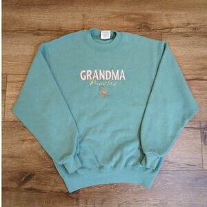 VTG 90s Grandma Rocks Adult Medium Sweatshirt Crewneck Cottage Pastel Flowers